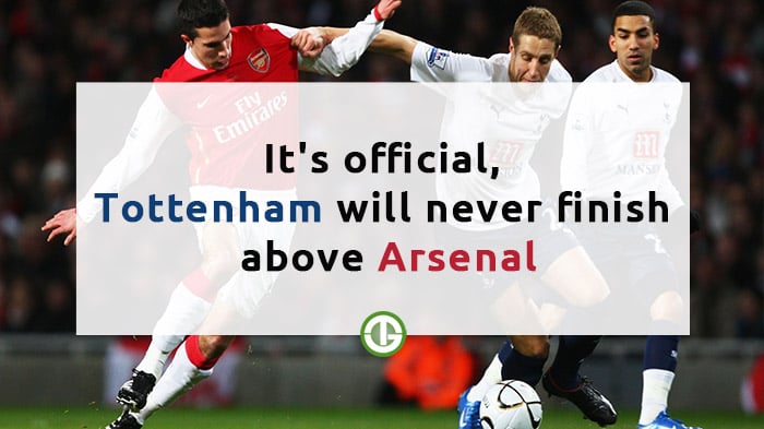 It's official, Tottenham will never finish above Arsenal teaser image